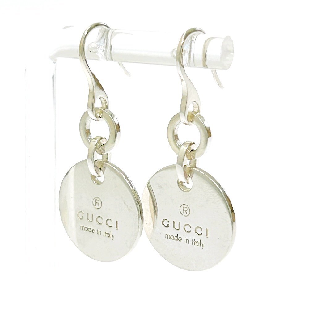 【1円スタート】GUCCI グッチ シルバー ラウンド ロゴプレート フック 総重量12.2g 925刻印 ピアス 260918の画像2