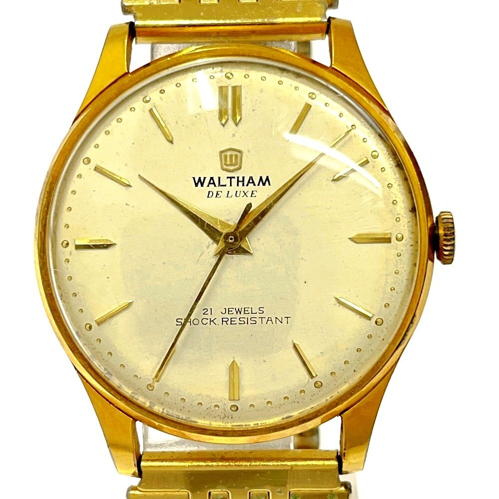 【1円スタート】WALTHAM ウォルサム デラックス 21石 GP×SS 手巻き メンズ腕時計 260502の画像1