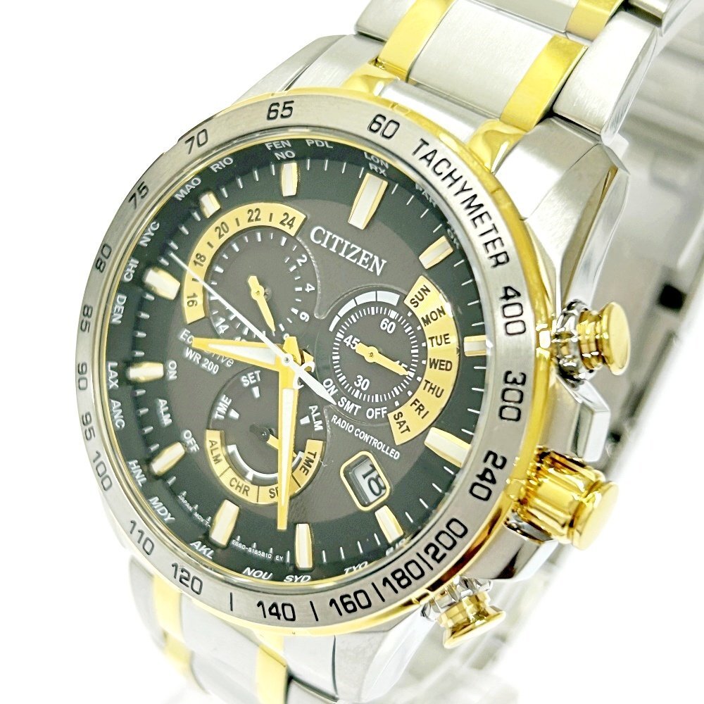 [1 jpy start ][ box attaching ]CITIZEN Citizen E660-S120896 Eko-Drive SS×GP radio wave solar men's wristwatch 264936