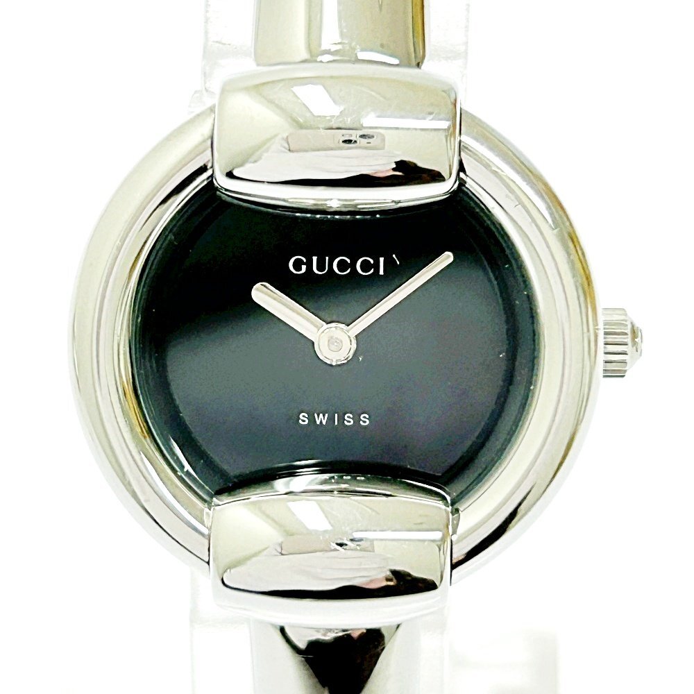 【1円スタート】GUCCI グッチ 1400L SS ブラック文字盤 クオーツ レディース腕時計 ジャンク 263023_画像2