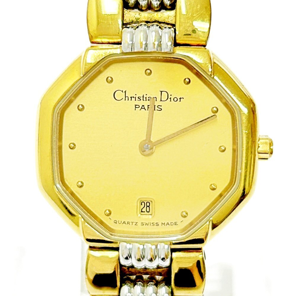【1円スタート】Christian Dior クリスチャンディオール 48.133 オクタゴン SS×GP クオーツ レディース腕時計 ジャンク 266311の画像1