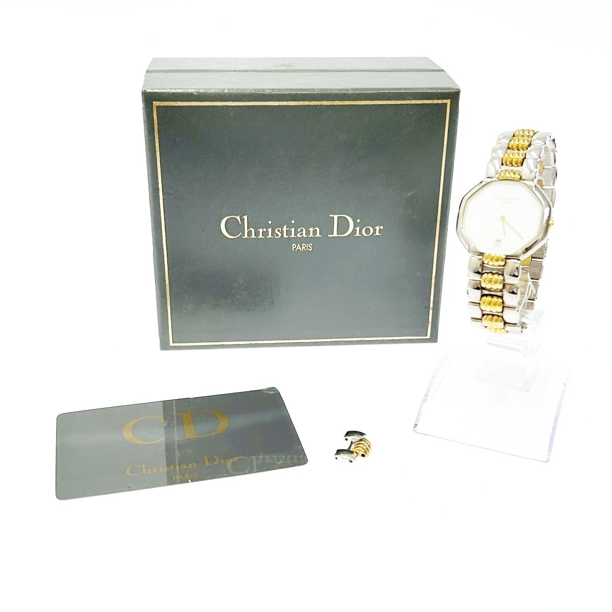 【1円スタート】【箱付き・訳あり品】Christian Dior クリスチャンディオール 45.204 オクタゴン SS クオーツ ボーイズ腕時計 256878の画像10