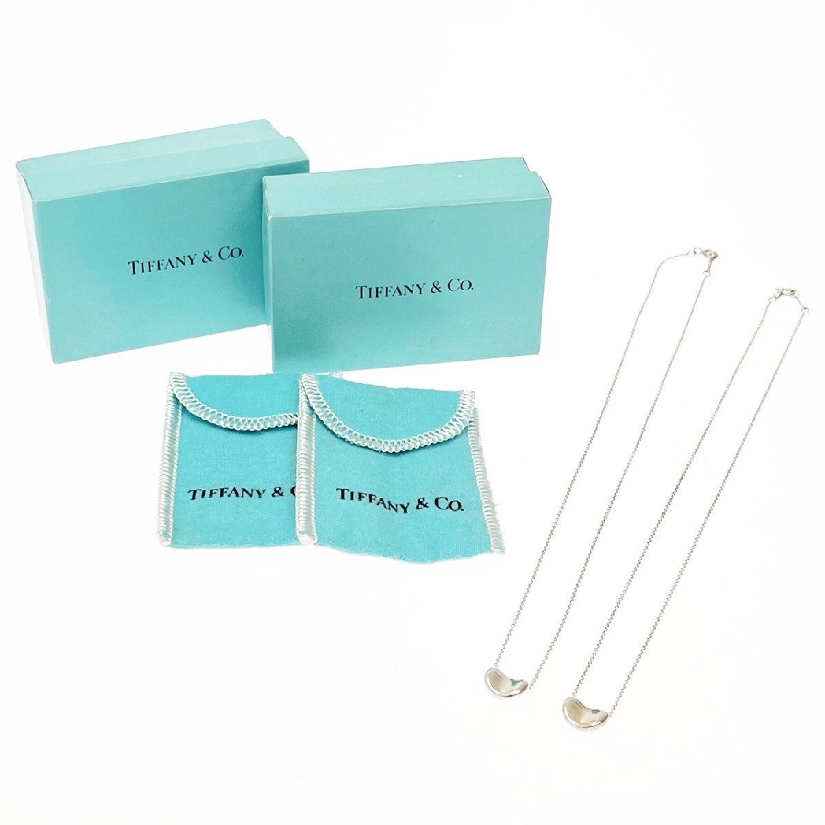 【1円スタート】【箱付き】TIFFANY & Co. ティファニー シルバー ビーン 925刻印 2点セット ネックレス 257808の画像1