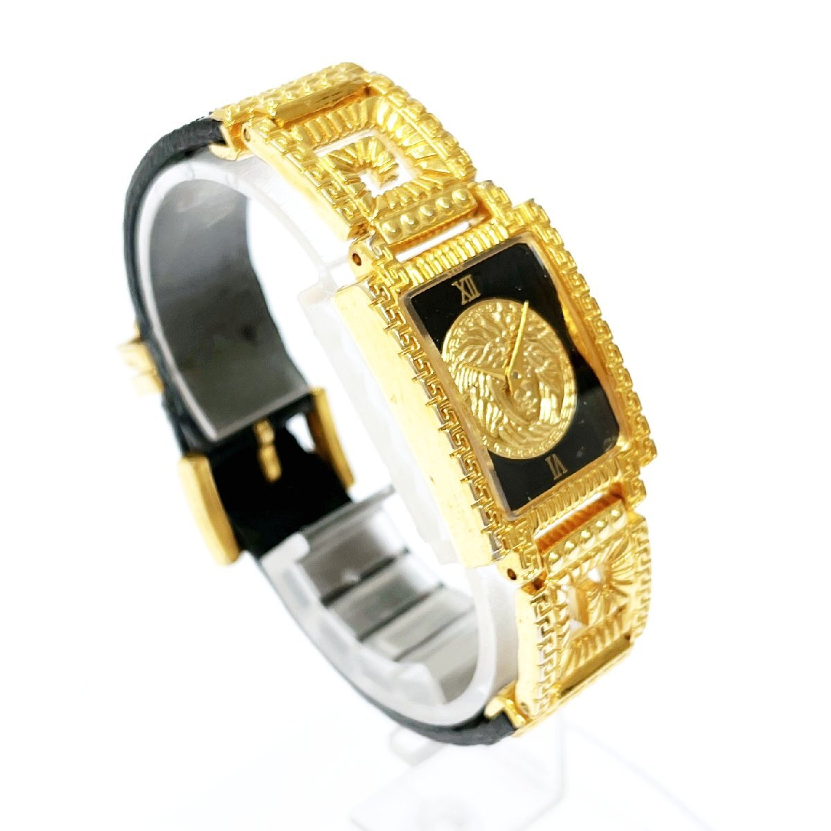 【1円スタート】VERSACE ヴェルサーチ 7008002 メデューサ GOLDPLATED G20 ブラック文字盤 クオーツ レディース腕時計 ジャンク 260466_画像4