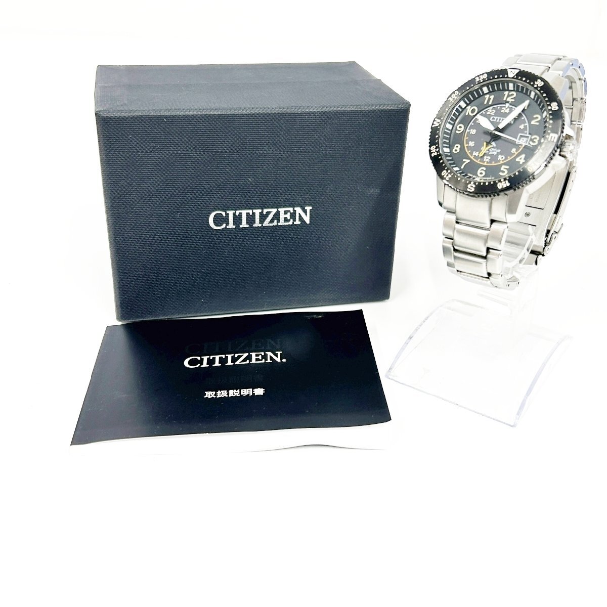 【1円スタート】【箱付き】CITIZEN シチズン B877-R009257 プロマスター エコドライブ SS ブラック文字盤 ソーラー メンズ腕時計 260437_画像10