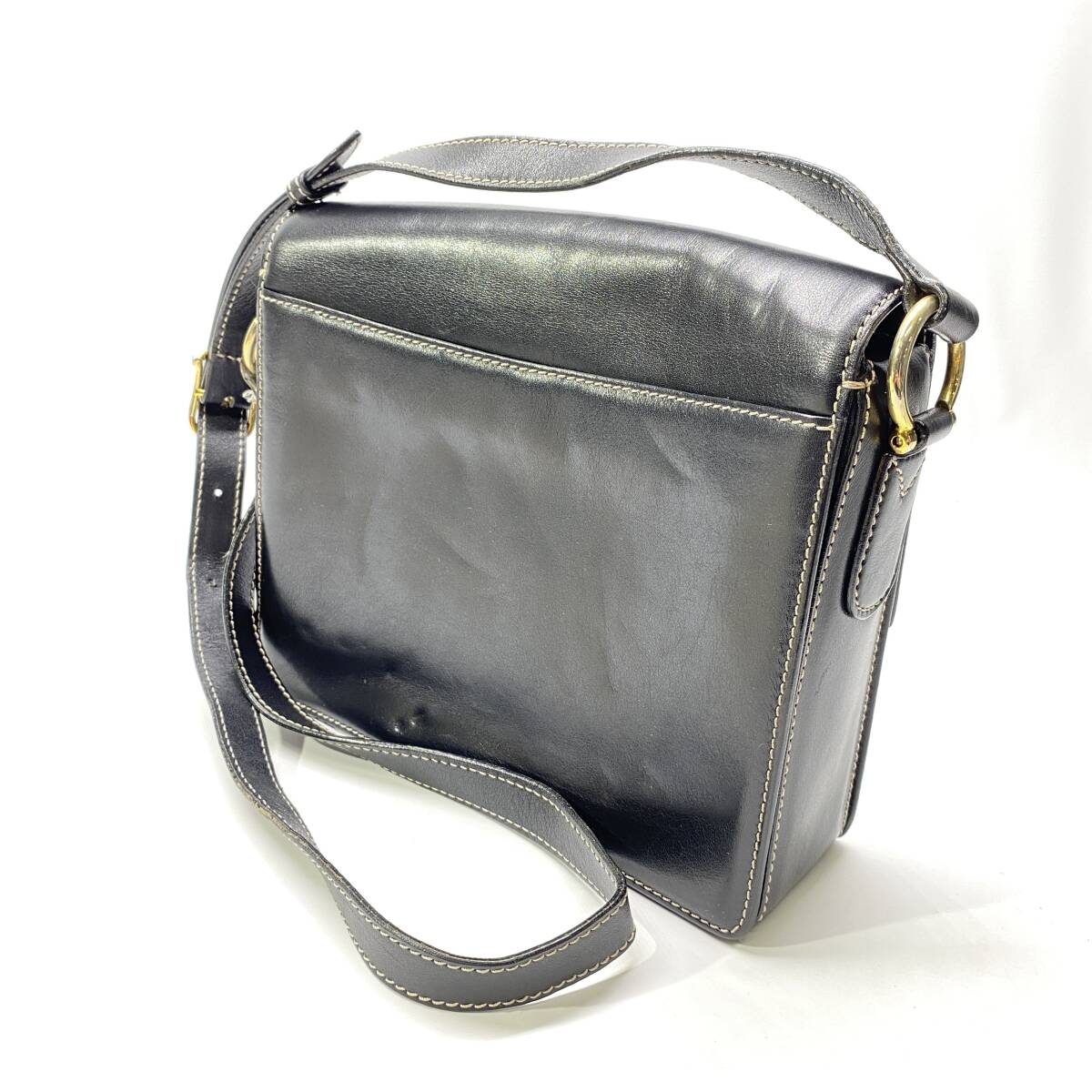 1円～ 8T30140224 CELINE セリーヌ ショルダーバッグ レザー ゴールド金具 ブラック M08 中古品 ブランド品_画像3