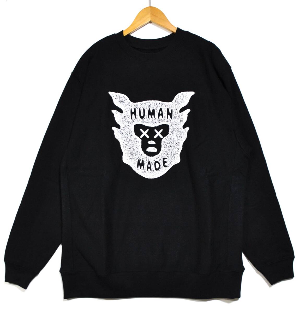 即決【HUMAN MADE x KAWS】ヒューマンメイド カウズ スウェット SWEATSHIRT KAWS #1 黒 XL 古着良品の画像2