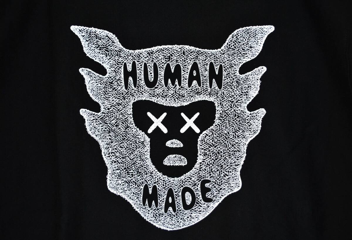 即決【HUMAN MADE x KAWS】ヒューマンメイド カウズ スウェット SWEATSHIRT KAWS #1 黒 XL 古着良品の画像5