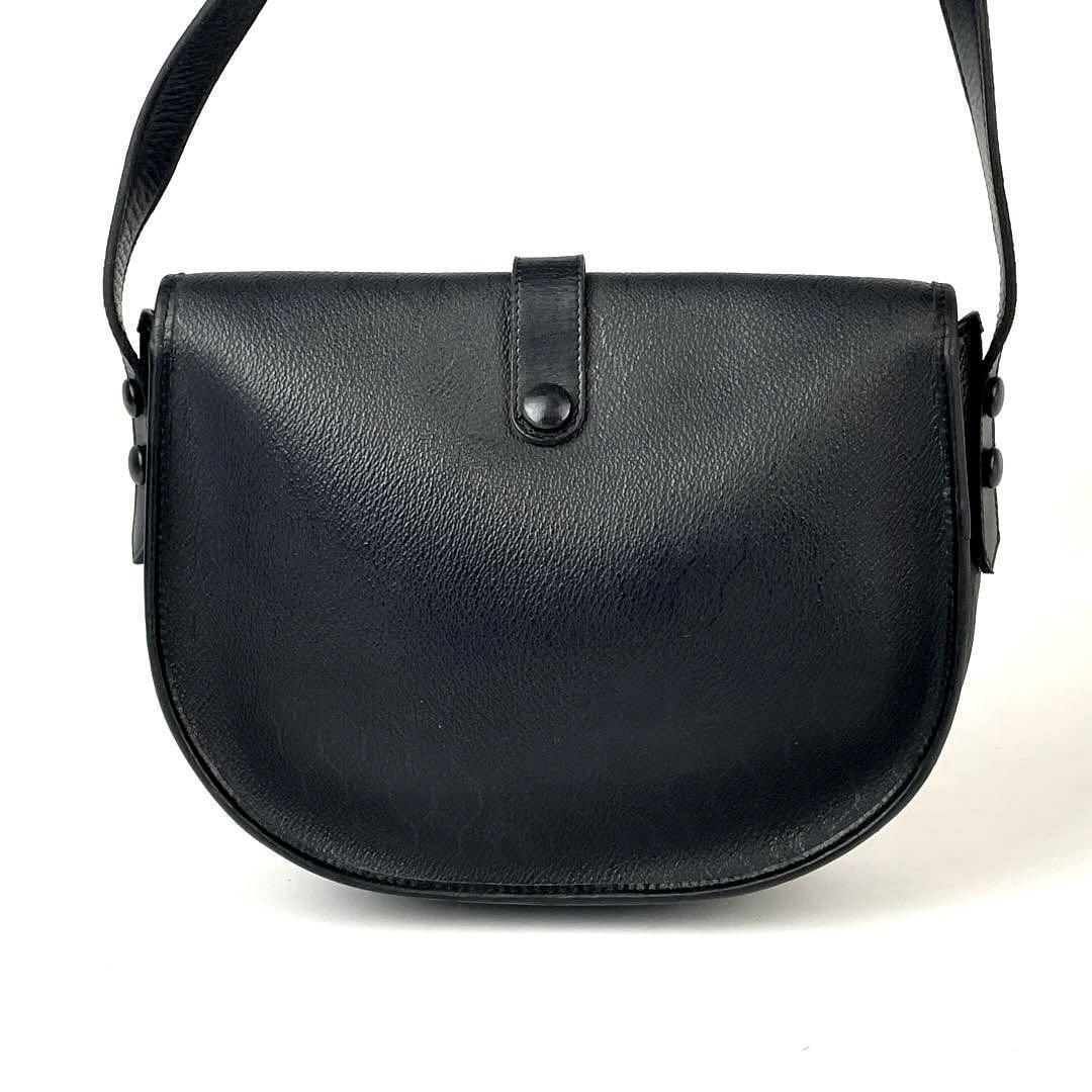 【美品】Christian Dior ディオール ショルダーバッグ トロッター ハニカム 総柄 ゴールド金具 斜め掛け レザー 黒 ブラック フォーマル