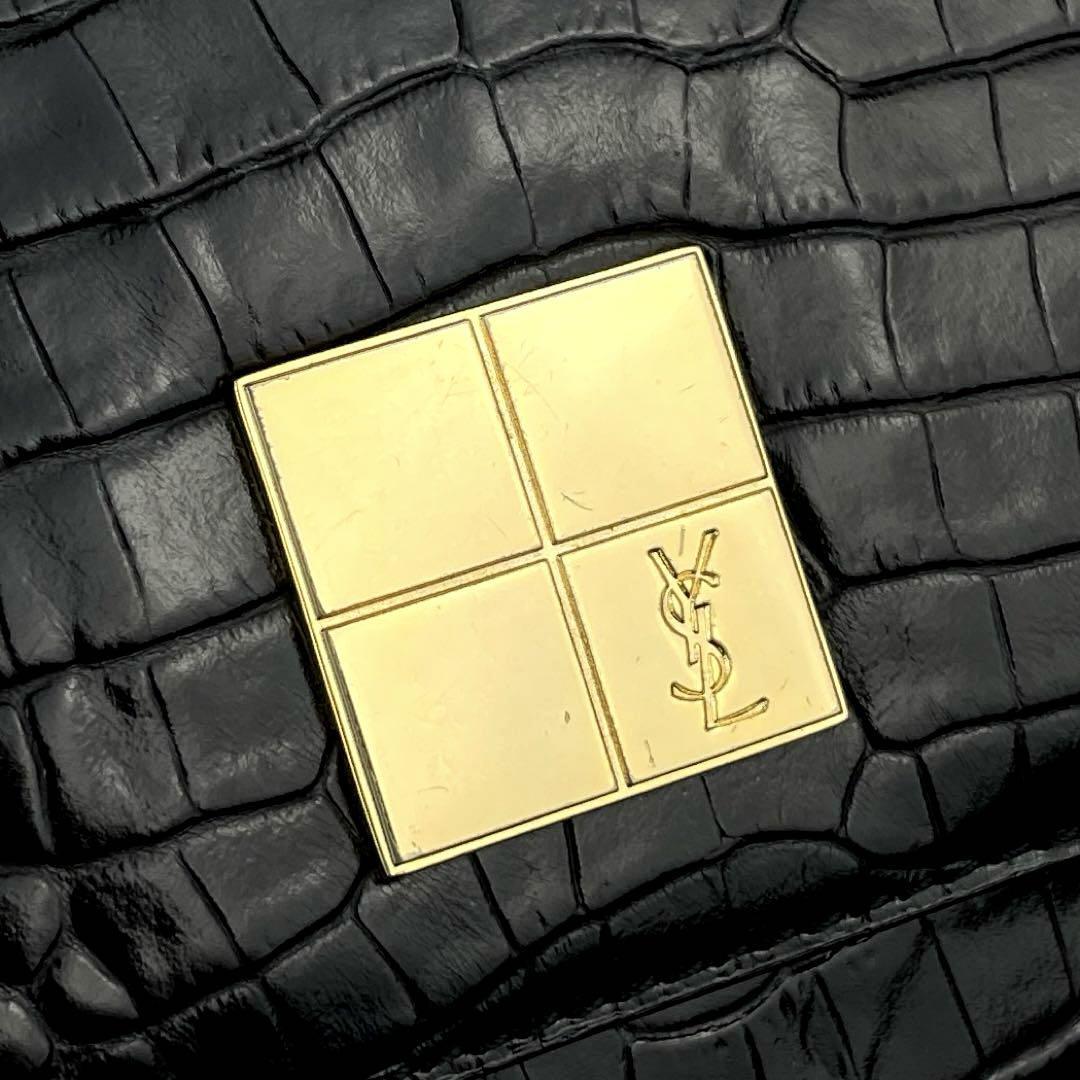 [ beautiful goods ]Yves Saint Laurent Yves Saint-Laurent tote bag YSLka Sandra Gold metal fittings shoulder .. black ko type pushed . leather black black 