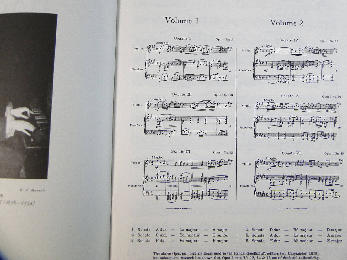 o) バイオリン、ピアノ ヘンデル バイオリン・ソナタ集 1巻 パート譜あり[1]5000の画像2