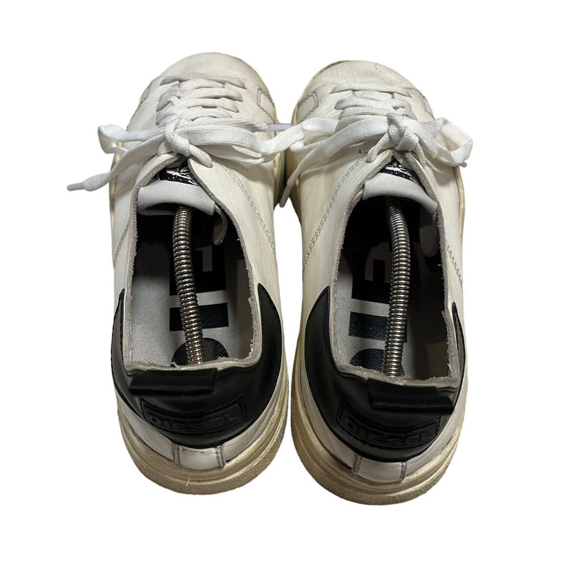 ［美品］1スタ　DIESEL　ディーゼル　レザー ローカット スニーカー 靴　ホワイト　大きいサイズ　28cm コンバース NIKE CONVERSE OX