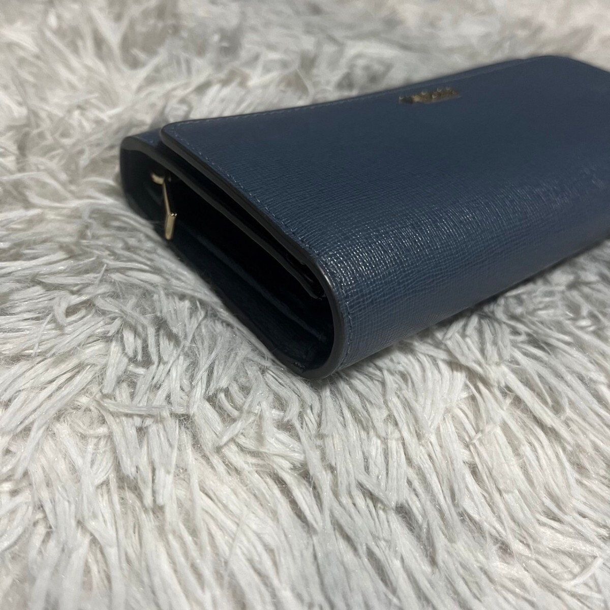 ［美品］1スタ　1円　FURLA　フルラ 長財布 ウォレット レザー 財布 小銭入れ ロングウォレット　青　　ブルー　ネイビー　メンズ_画像6