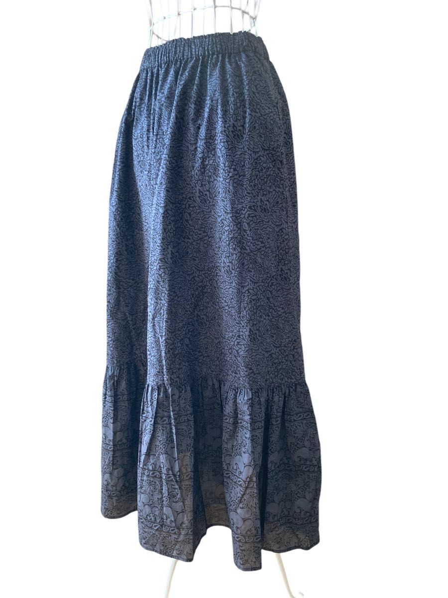 ユニクロ アナスイ コラボ ロングスカート ティアードスカート 総柄 Sサイズ ウエストゴム レトロ