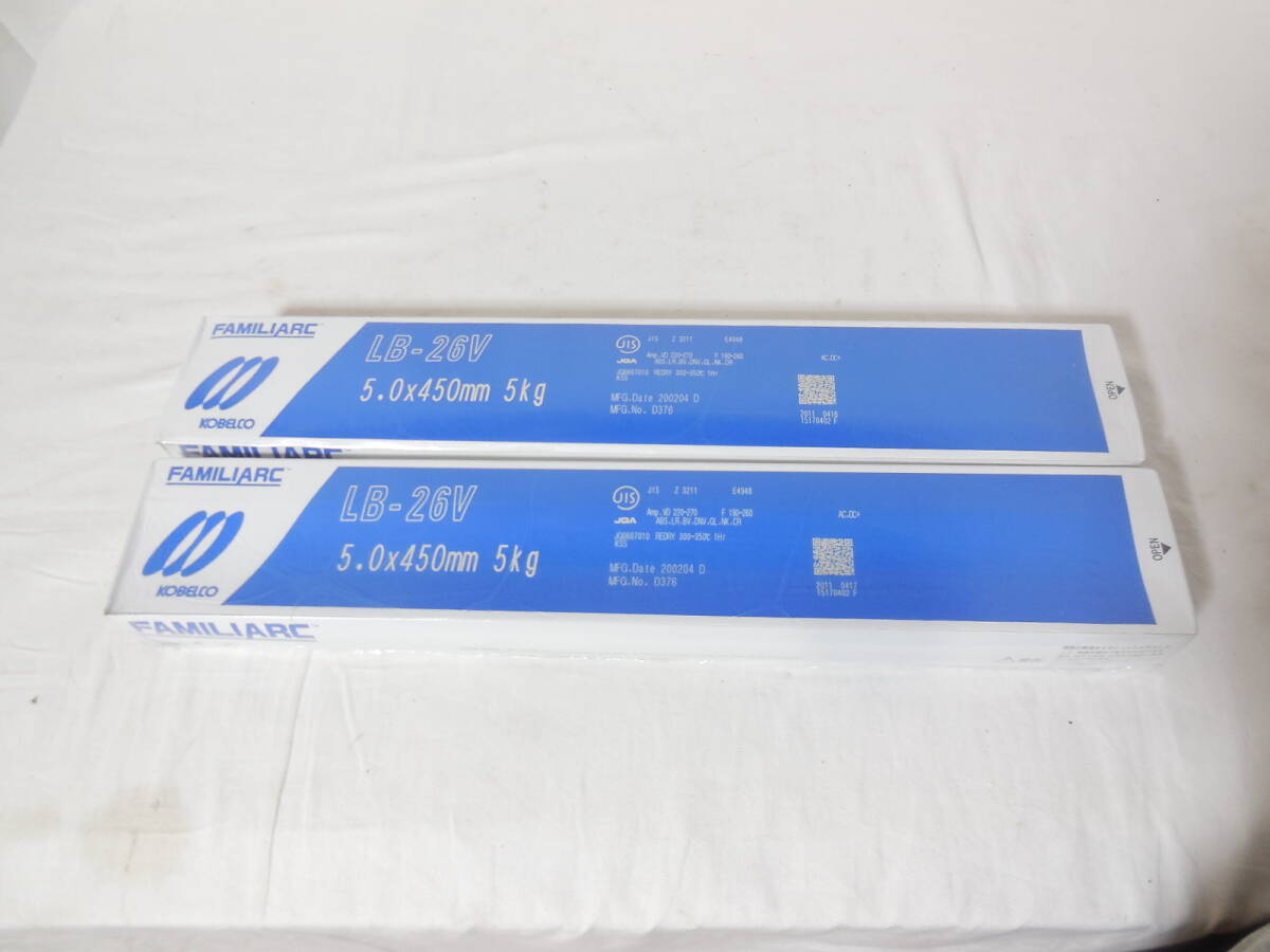 □未使用品　２箱セット　 KOBELCO FAMILIARC 溶接棒 5kg×２箱　 アーク溶接棒 LB-26 ( LB26 ) φ 5.0mm×450mm 小箱 ２個　神戸製鋼所_画像1