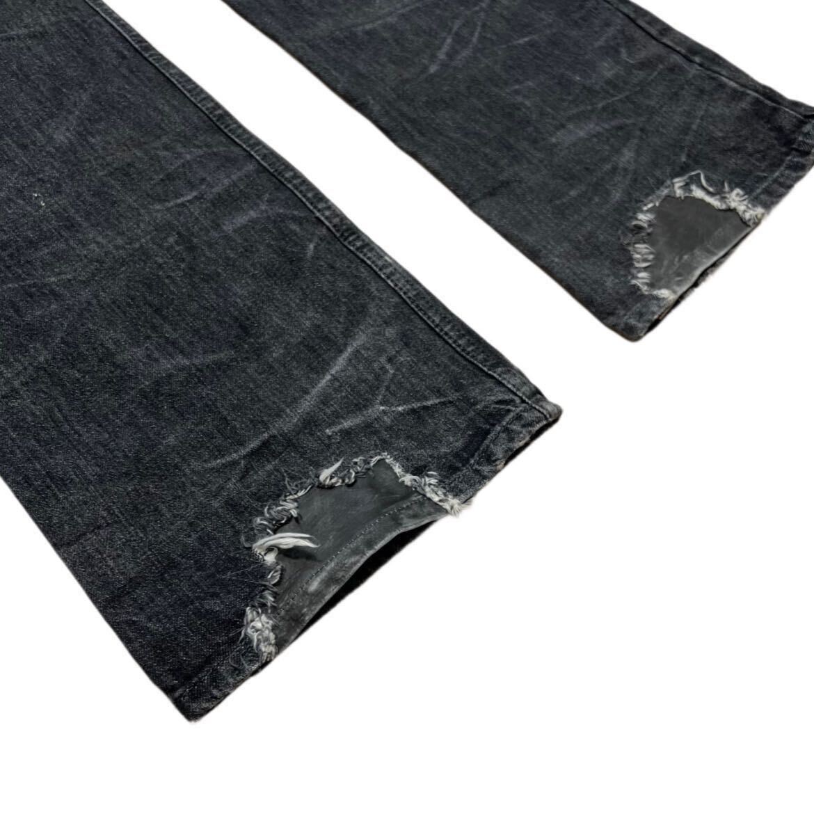 希少 00s BACKLASH leather docking distressed wide denim pants ISAMU KATAYAMA archive vintage Japanese label Yasuyuki Ishii Rareの画像6