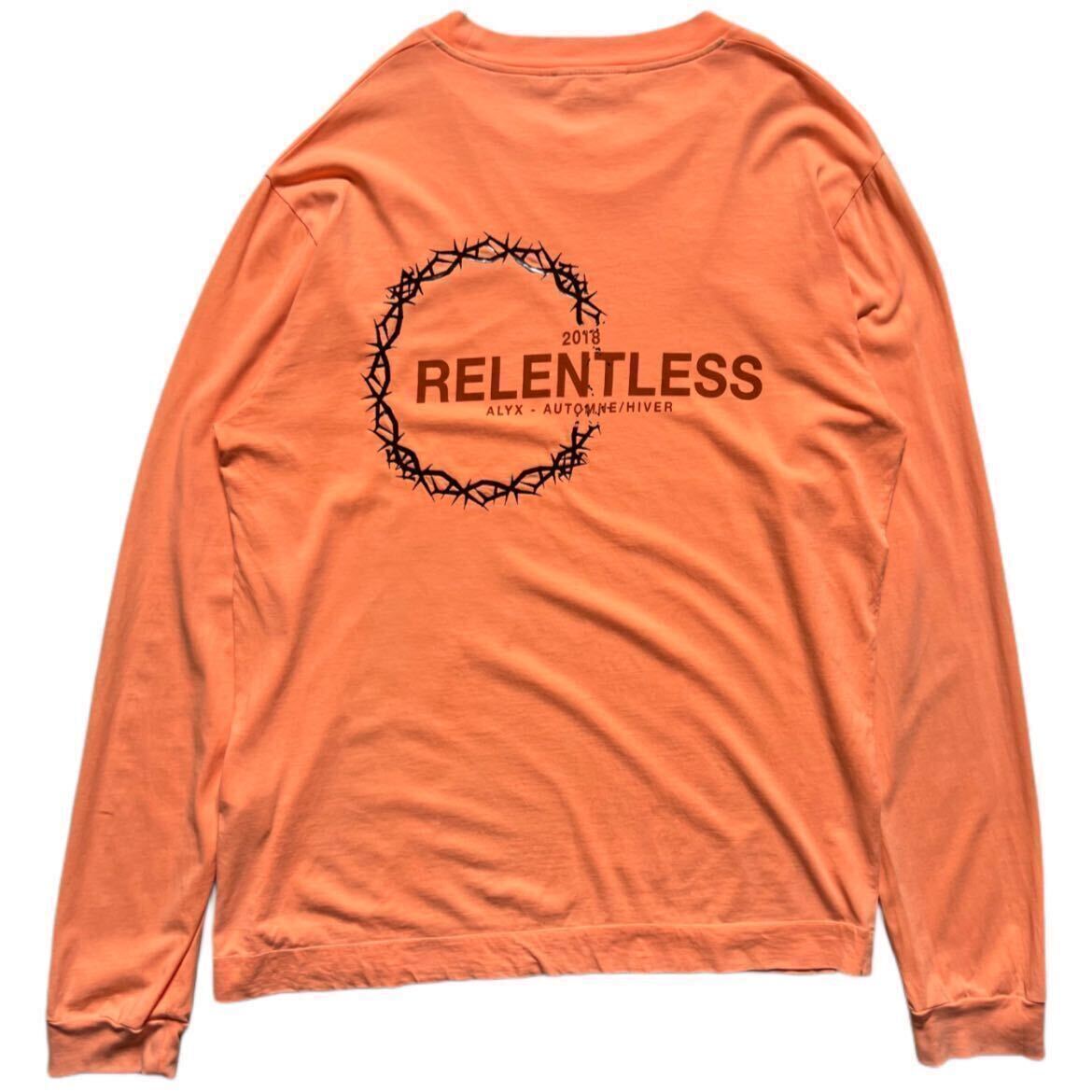 Rare 18AW 1017 ALYX 9SM “RELENTLESS” back logo long-sleeve tops archive collection Matthew Williams GIVENCY 2018AW sizeL 希少の画像1
