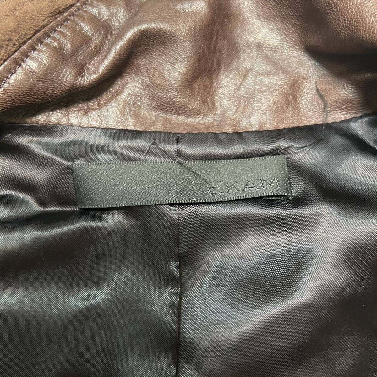 Rare 00s EKAM docking zip gimmick sheepskin leather jacket Japanese label archive collection rick owens lgb goa ifsixwasnine kmrii_画像9