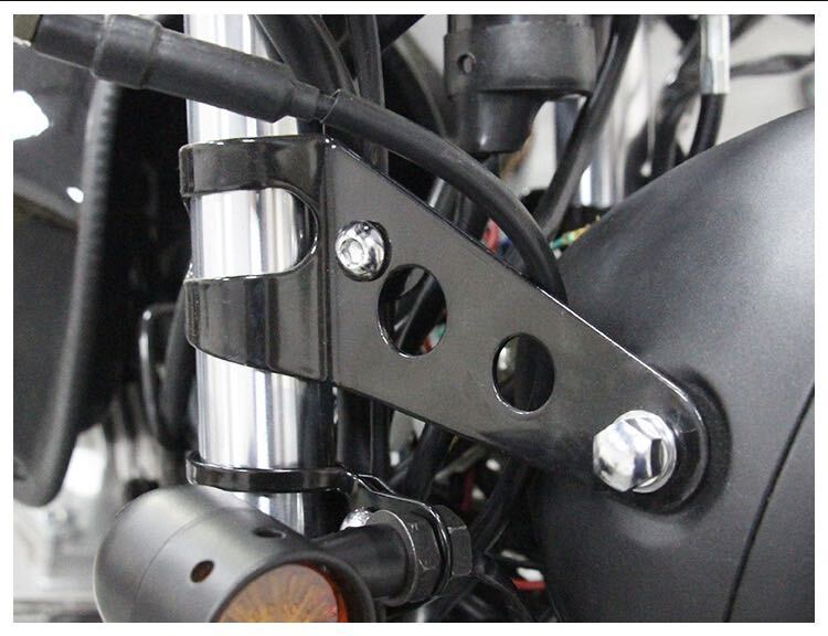 ③バイク用 ヘッドライト ステー ブラケット 35‐43mm 汎用　ブラック カワサキ ヤマダ ホンダ 