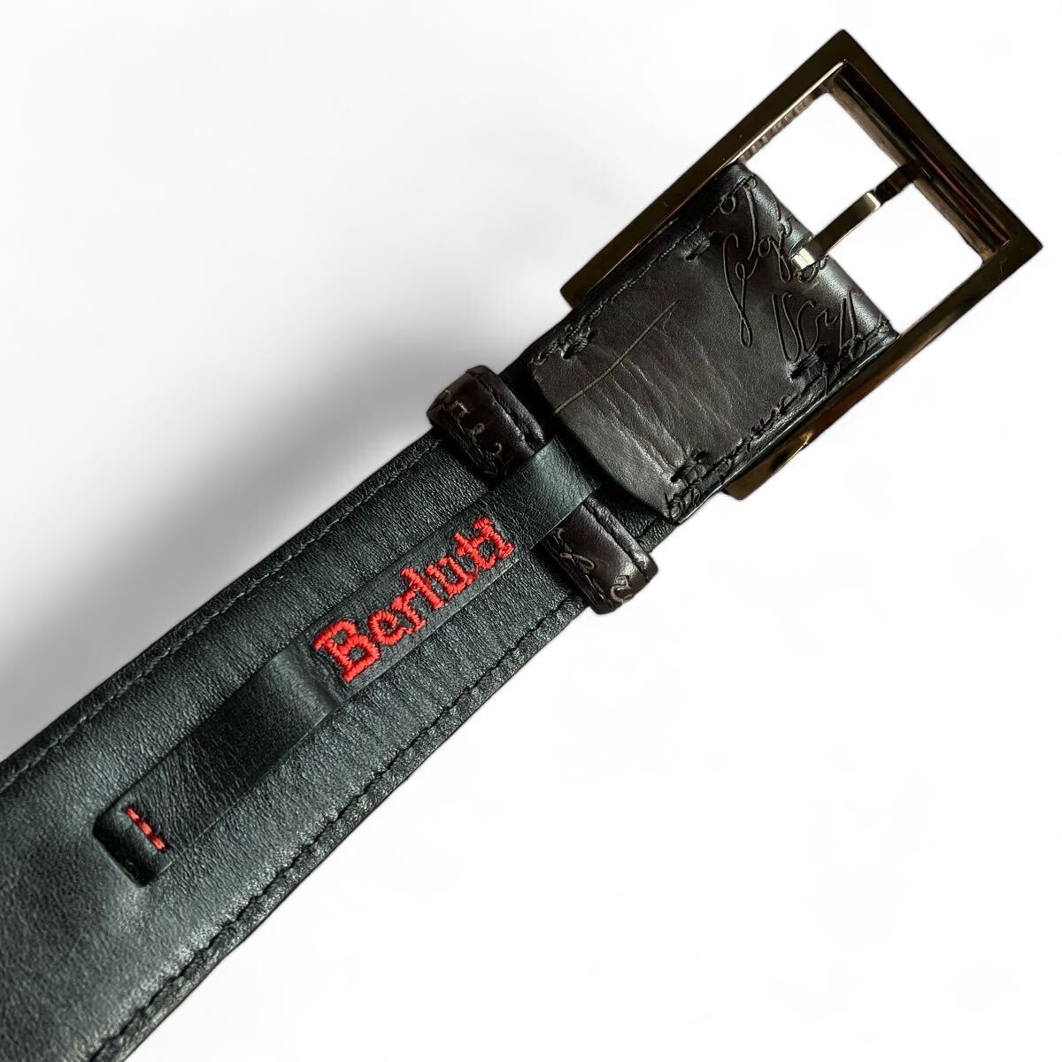 ◆最高級◆ Berluti ベルルッティ belt ベルト カリグラフィ ホールマーク レザー 紳士 メンズ ビジネス カジュアル 小物の画像2