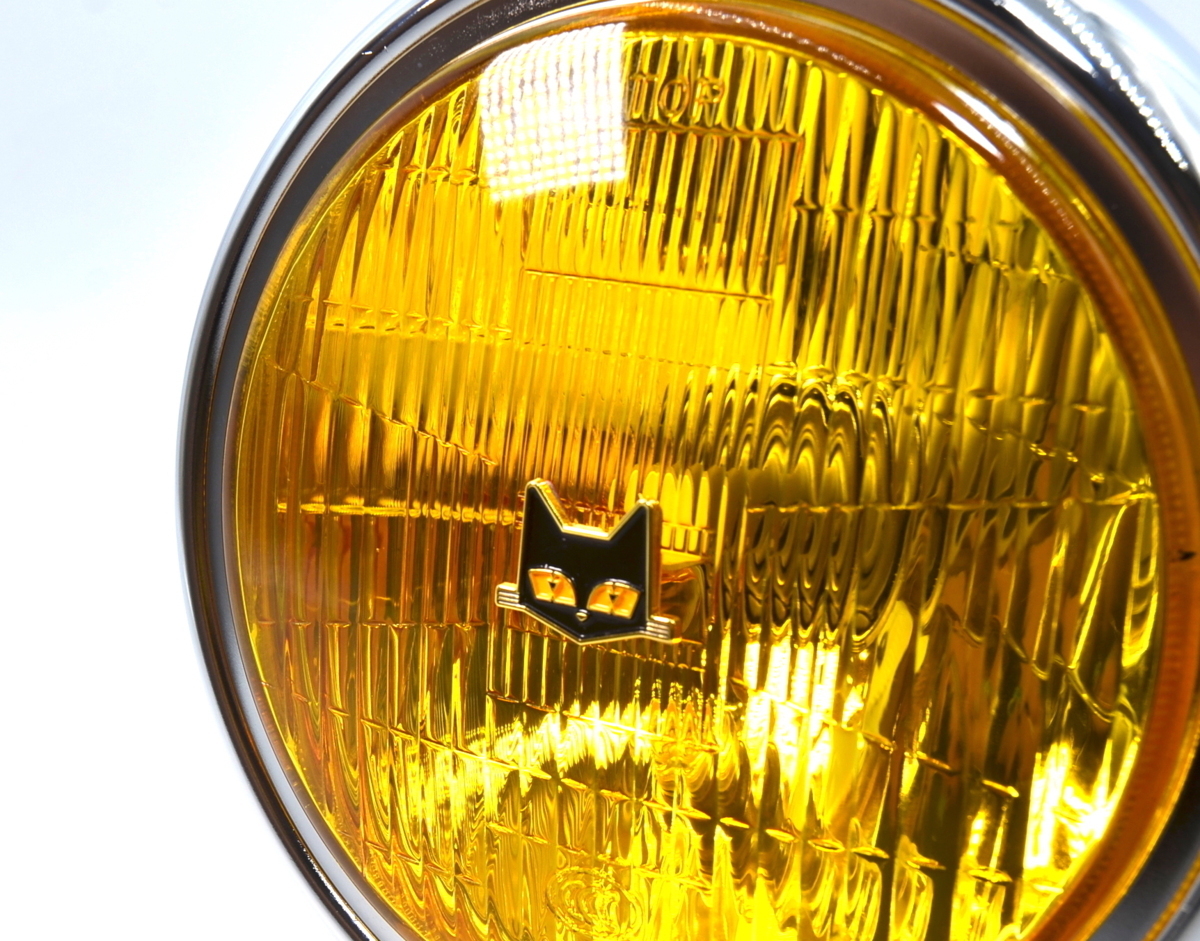 マーシャルタイプ MACHAL エンブレム/LED ポジション付き 180Φ 黄色ガラスレンズ 黒ケース ビート シビエ 当時物 旧車 MK2 Z1 ゼファー750の画像2