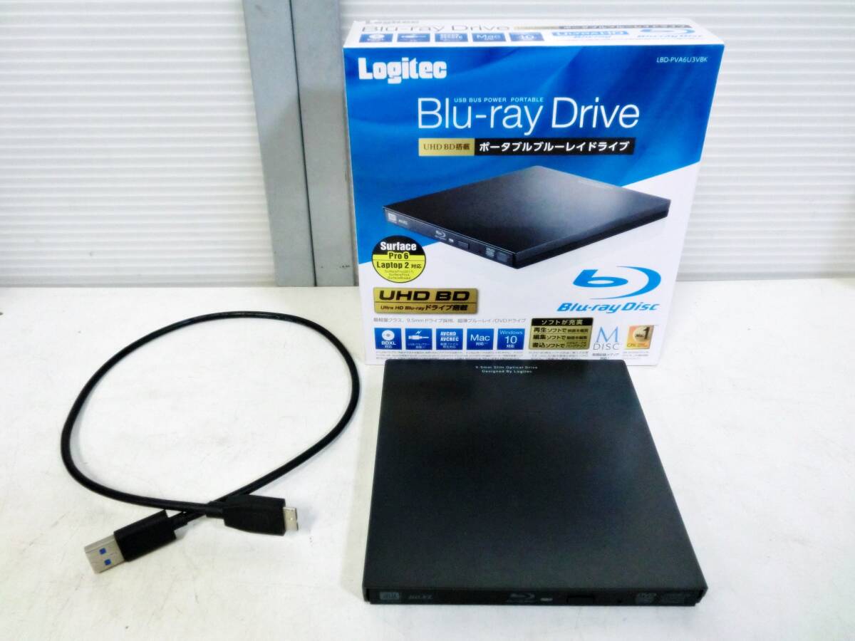 【美品】ロジテック ポータブルブルーレイドライブ LBD-PVA6U3VBK 外付け Blu-ray UHDBD USB3.0対応 動作良好 Logitecの画像1