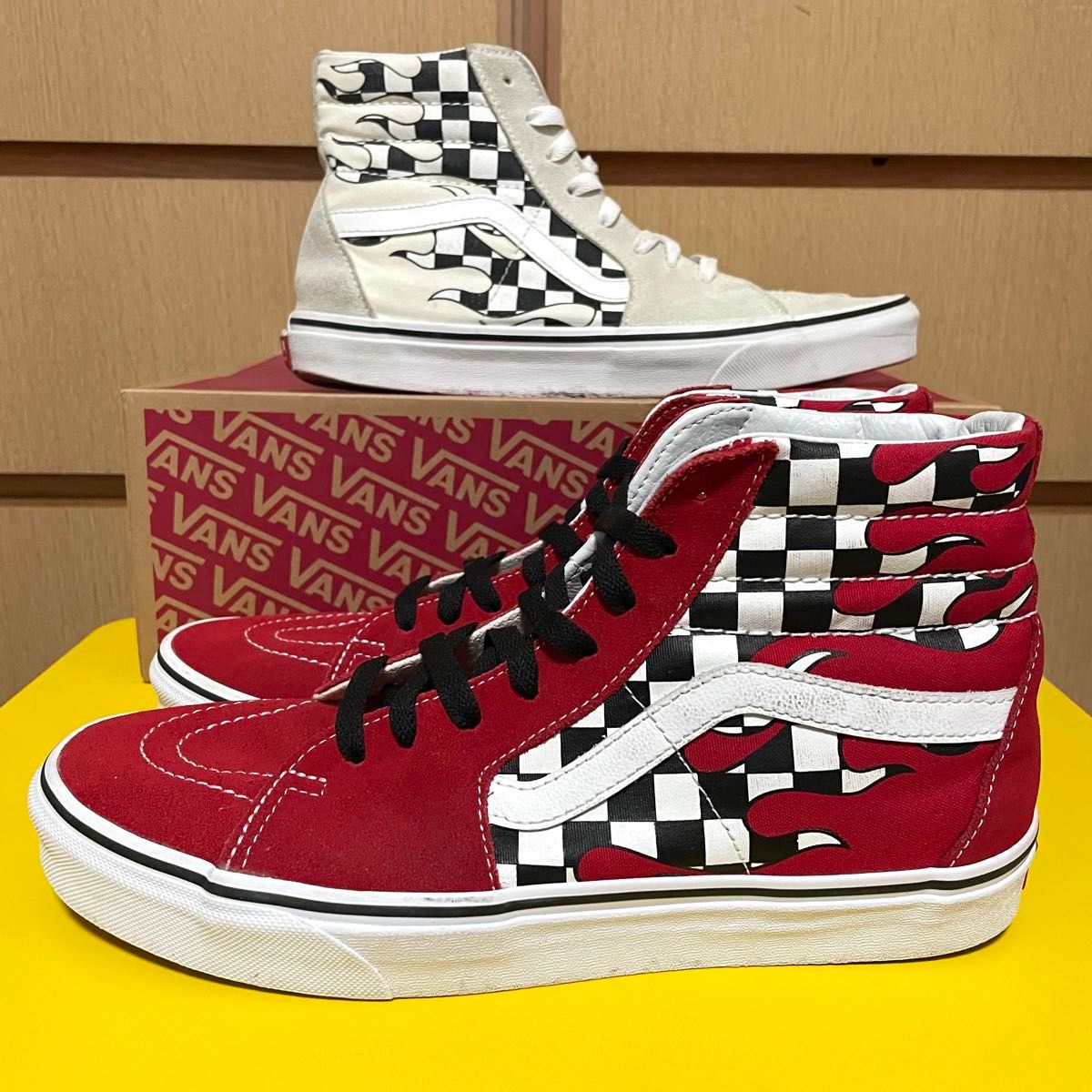 希少 VANS SK8-HI CHECKER FLAME ヴァンズ スケートハイ チェッカーフレイム スニーカー 2足セット