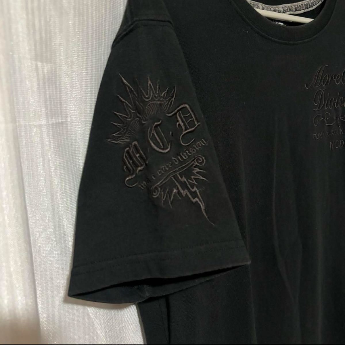 mcd スカル 半袖 バック刺繍 y2k ドクロ ブラック Tシャツ ロゴ プリント