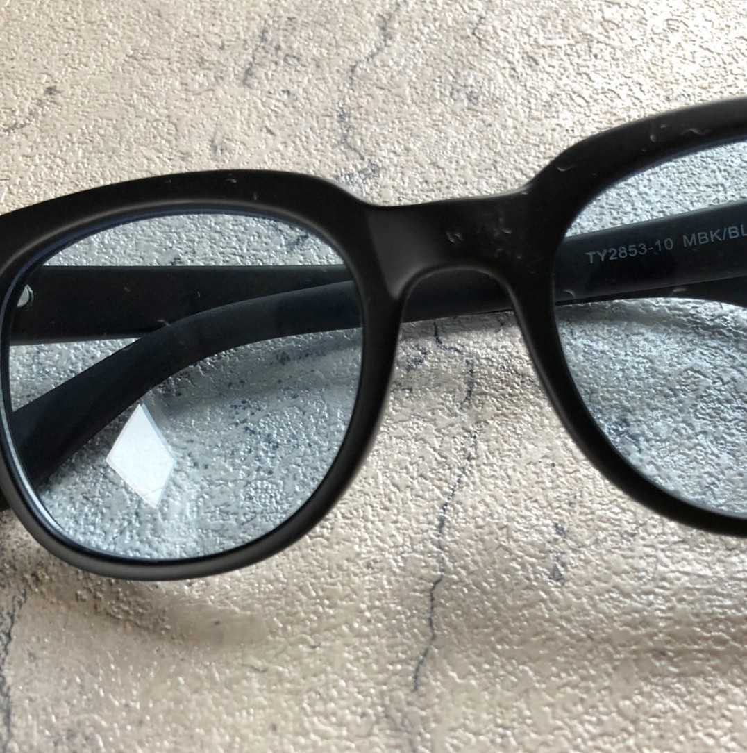 未使用●サングラス マットブラック×ライトブルー バイカーシェード 眼鏡 メガネ ウェイファーラータイプの画像2