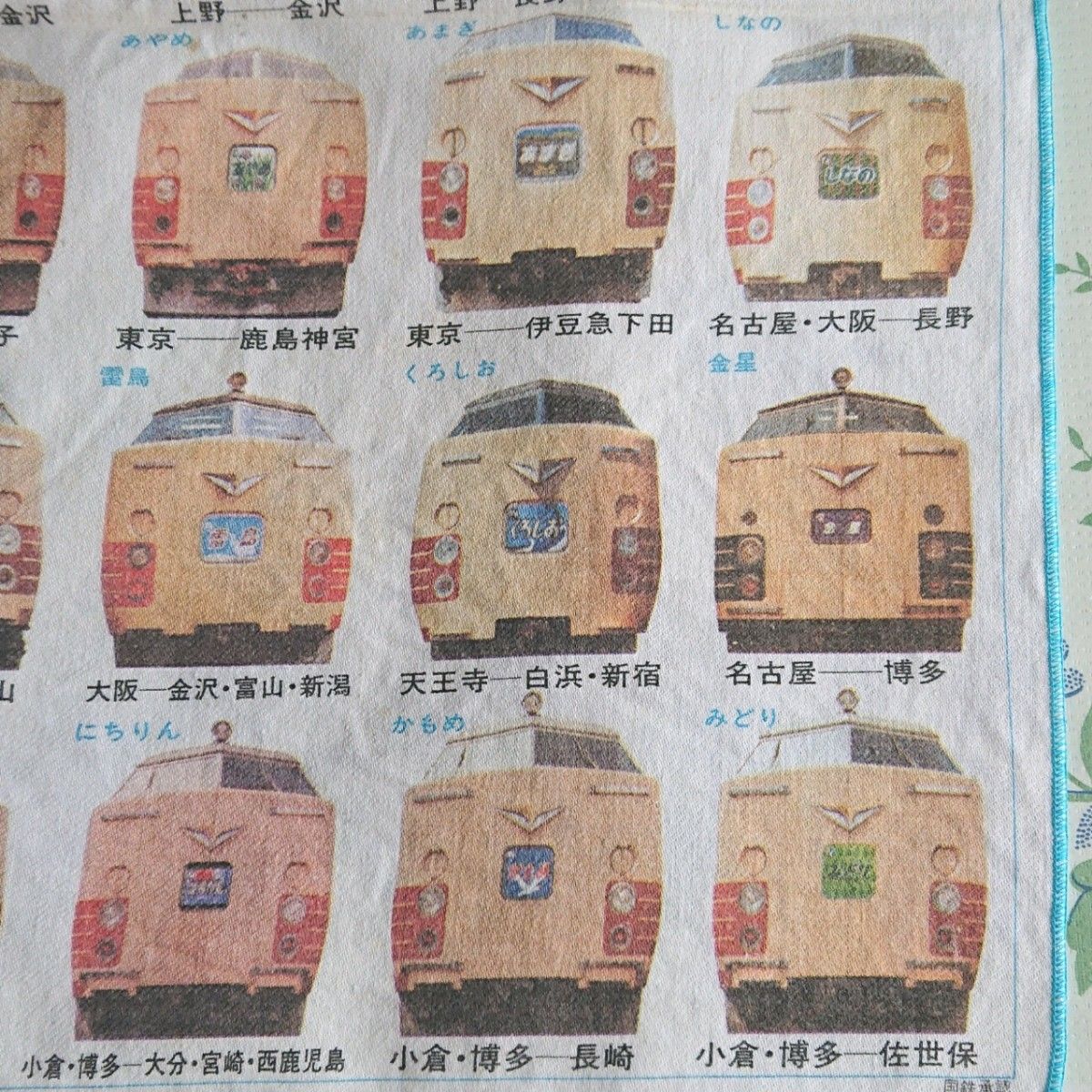 昭和レトロ 国鉄承認 日本の特急とトレインマークハンカチ 使用済