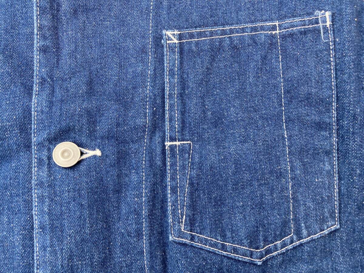 アメカジ古着クッシュマン ドレスカラーデニムカバーオールSサイズCUSHMAN DENIMデニムジャケットVINTAGE復刻ヴィンテージレプリカ_画像4