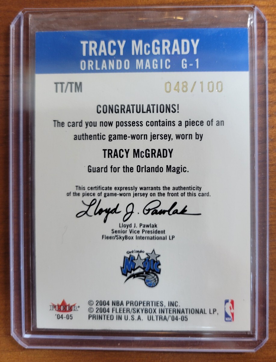 04-05 Fleer Ultra Jersey Tracy Mcgrady 100シリ ジャージ Orlando Magicの画像2