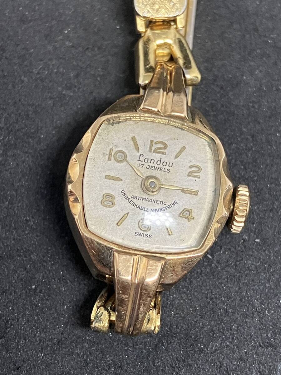 1円 希少 レア Landau ランドー レディース メンズ 腕時計 18金 18K 750 ゴールド レトロ ヴィンテージ 手巻き ウォッチ 17石 現状品の画像3