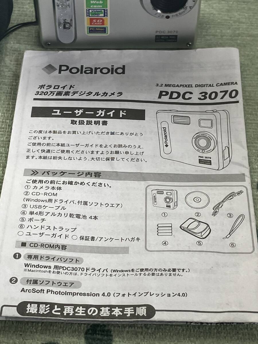 1円 希少 レア Polaroid ポラロイド PDC 3070 コンパクト デジタル カメラ デジカメ ポーチ 説明書付 現状品 保管品 コレクション レトロ