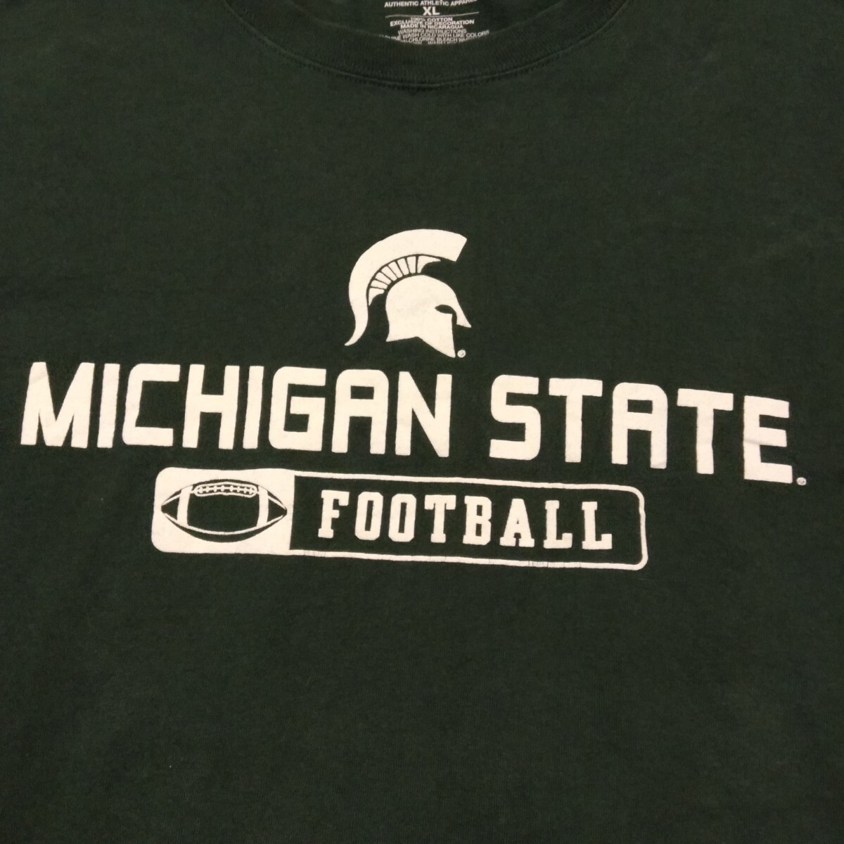 USA古着卸 XLサイズ Champion NCAA チャンピオン ミシガン州立大学 フットボール スパルタンズ プリント Tシャツ の画像3