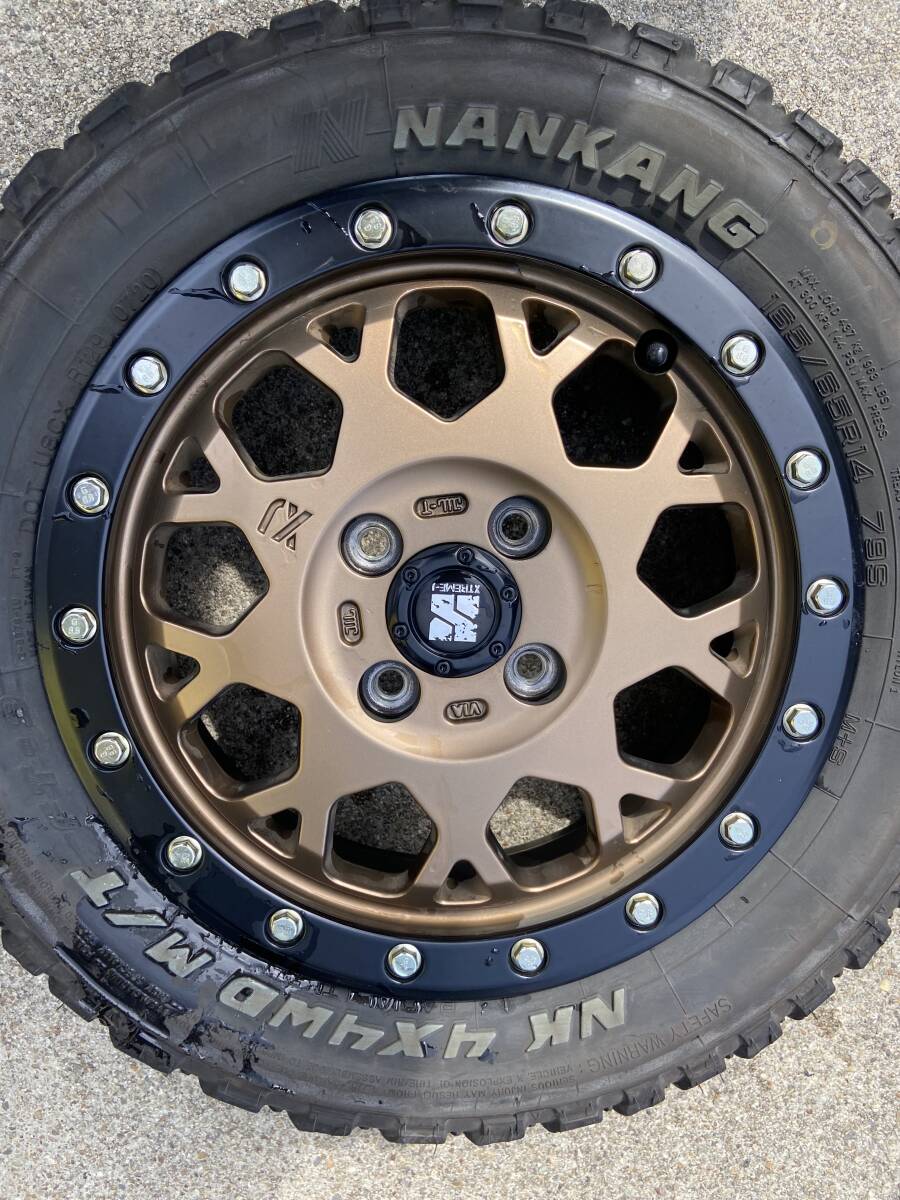 ★売り切り！！ 中古品 エクストリーム J14X4.5 4/100 43 ナンカンM/T 165/65R14 アゲバン、ハスラー、軽トラに！！の画像7