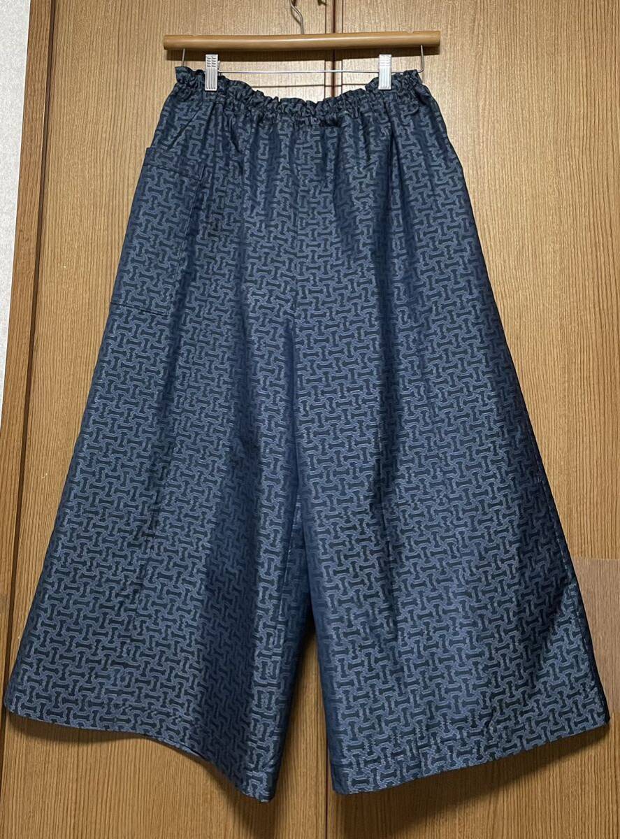 着物リメイク 大島のスカート見えガウチョパンツ フリーサイズの画像1