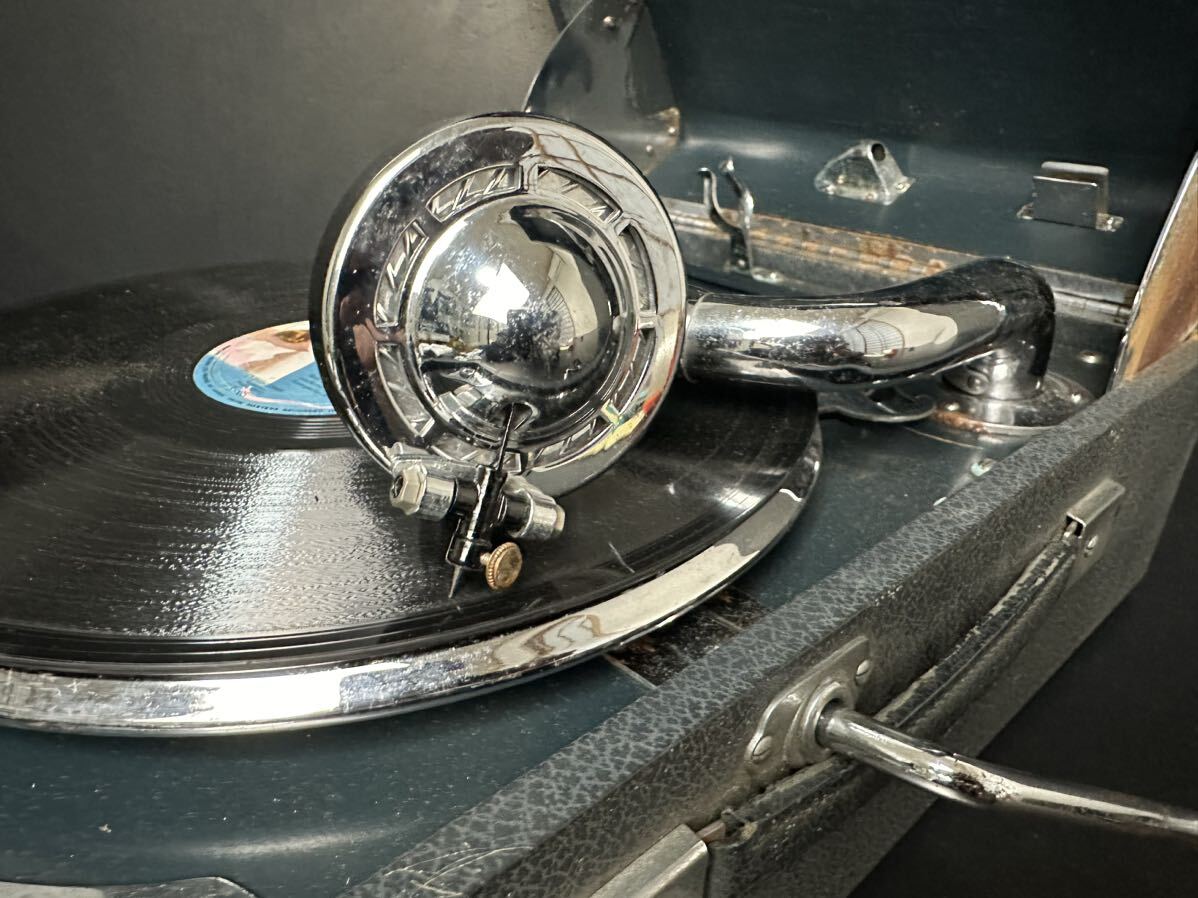 [A148] operation verification ending RAUREL gramophone portable gramophone antique retro 