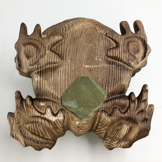 C903 カエル 蛙 木製 木彫り 彫刻 置物 縁起物 骨董品_画像5