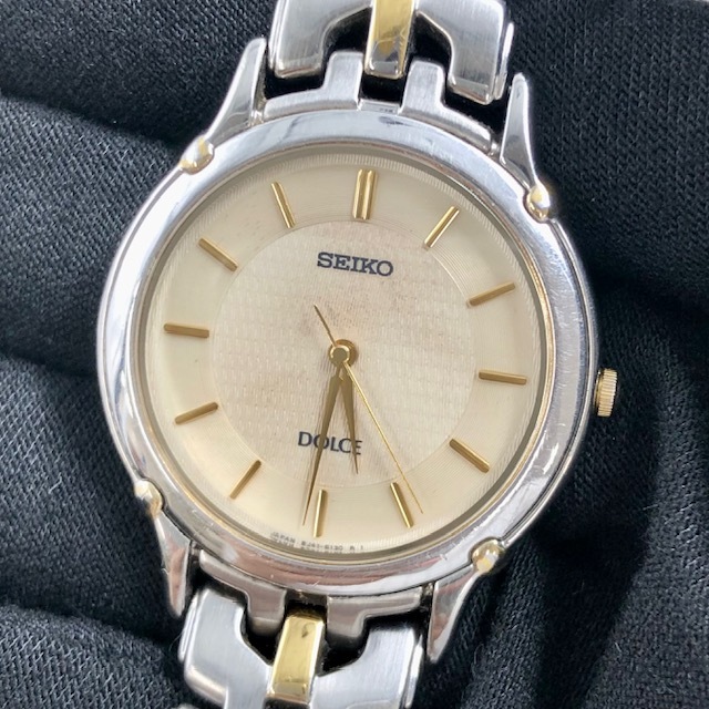 C930 SEIKO DOLCE セイコードルチェ 8J41-6080 稼動品 アイボリー文字盤 クォーツ ユニセックス 腕時計の画像3