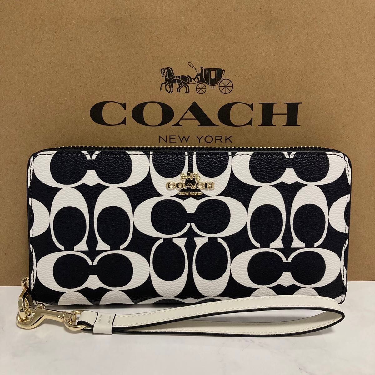 新品 COACH長財布 コーチ レディース メンズ シグネチャー ブラック