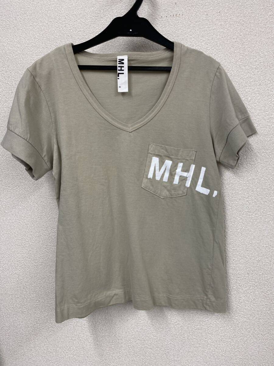 ♪ 送料無料　MHL. マーガレットハウエル MARGARET HOWELL 半袖 Tシャツ Vネックカットソー 　サイズ2_画像1