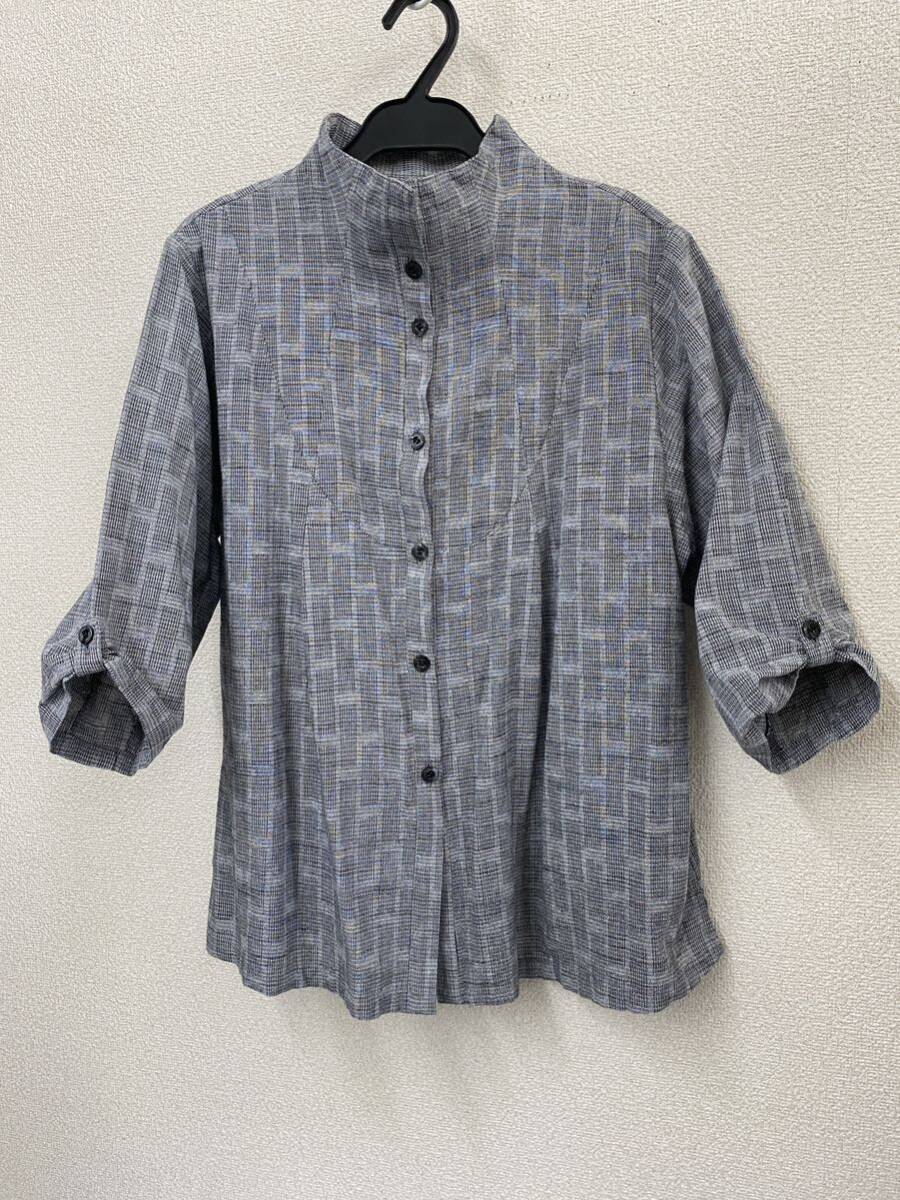 ♪ 送料無料 ギエモン 儀右エ門 ハイネック 七分袖シャツ 日本製 美品の画像1