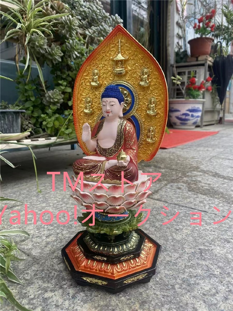 仏像 薬師如来像/釈迦牟尼仏像/蓮の上に座る阿弥陀如来 つげ 木彫 置物 仏像置物_画像6