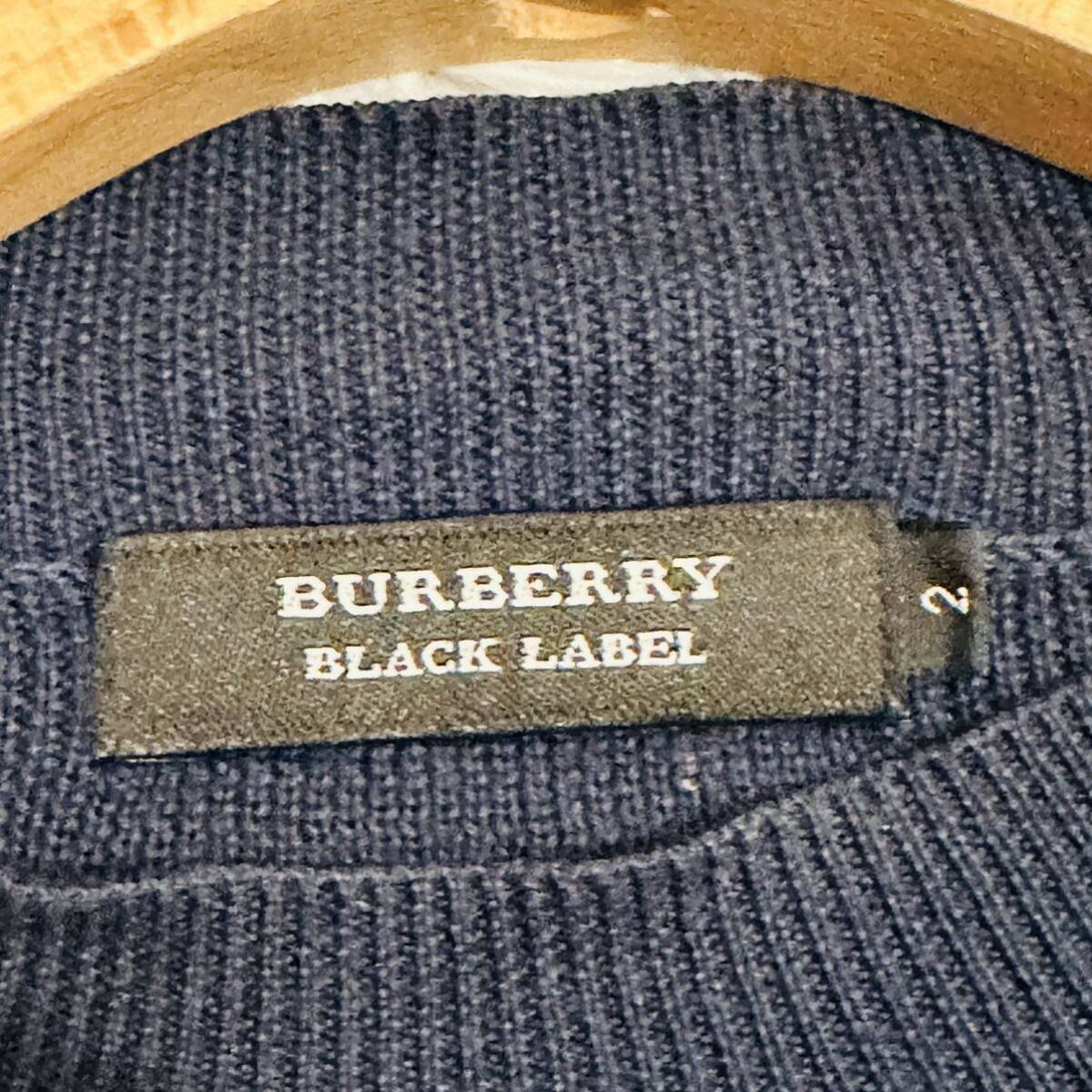 バーバリーブラックレーベル ニット セーター ホース刺繍 ノバボーダー カットソー ロンT 春秋 M(2) ネイビー 紺 BURBERRY BLACK LABEL_画像5