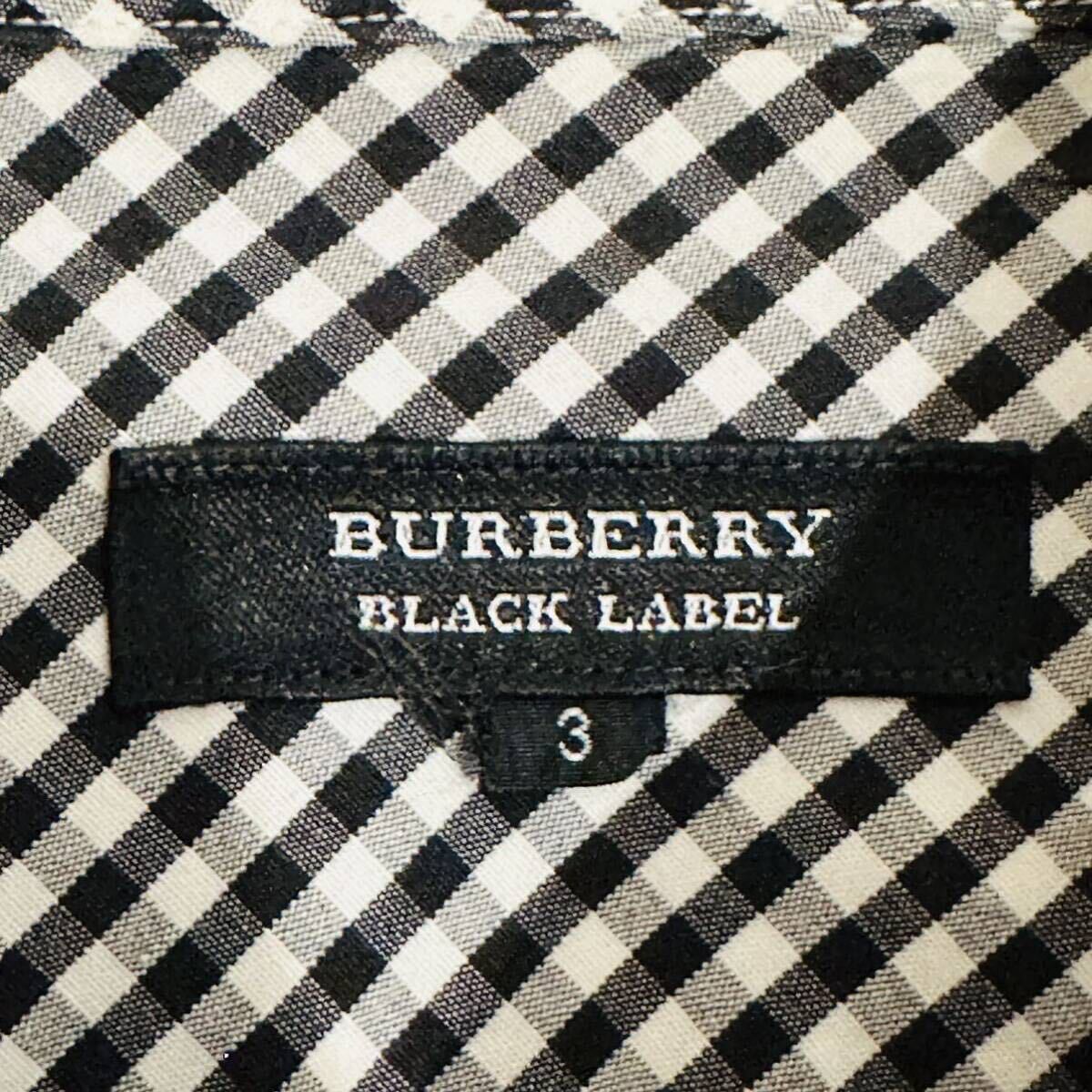  beautiful goods! rare L(3) absolute size XL rank Burberry Black Label long sleeve shirt silver chewing gum check du evo to-niBDpis name BURBERRY BLACK LABEL