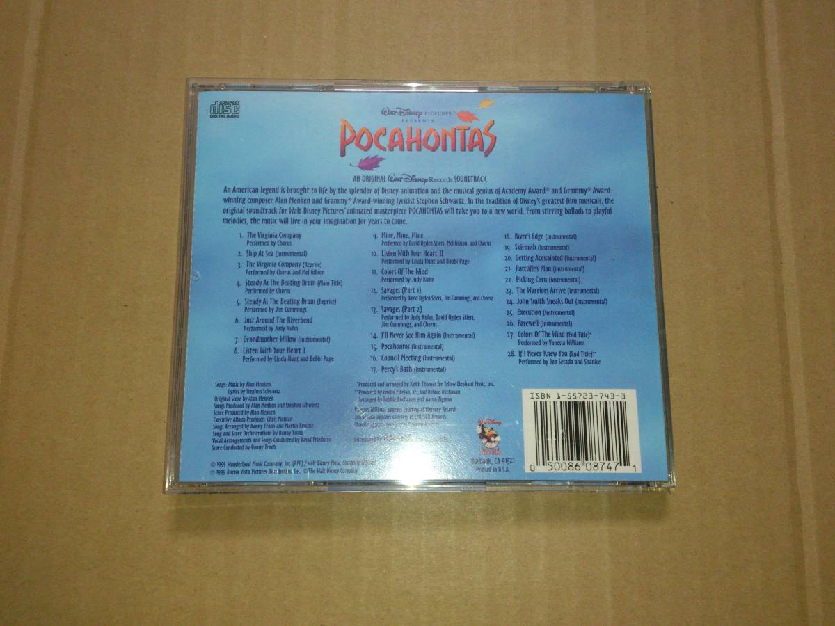 CD ディズニー Pocahontas ポカホンタス オリジナル・サウンドトラック 輸入盤の画像3