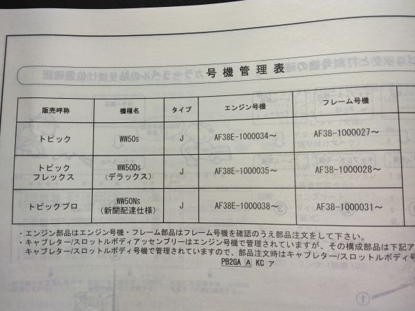 トピック/トピック フレックス/トピック プロ（AF38）（AF38E）3版　11GBCSJ3　HONDAパーツカタログ（パーツリスト）_画像6