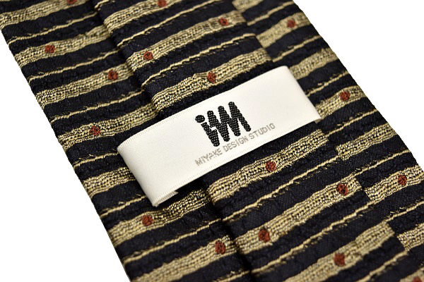 N-1123* free shipping *im Issey Miyake * made in Japan black black color border pattern woven cloth silk necktie 