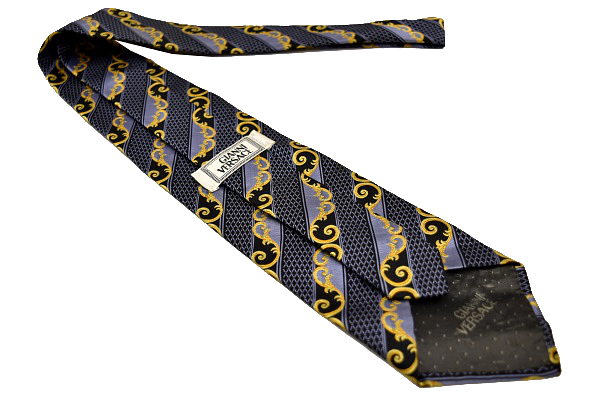 N-1149* бесплатная доставка * прекрасный товар *GIANNI VERSACE Gianni Versace * Италия производства черный чёрный цвет роскошный тканый ткань шелк галстук 